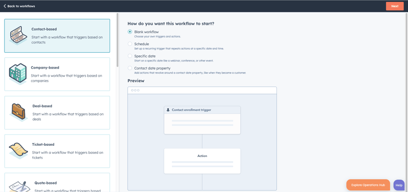 HubSpot from scratch workflows screen cap