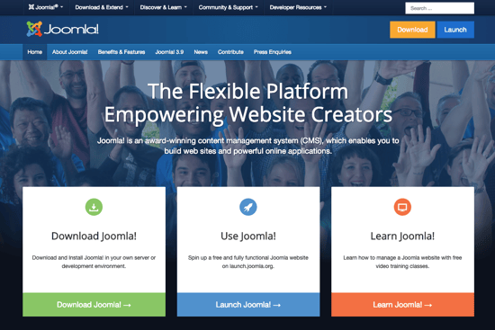 Joomla homepage 2019