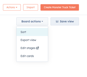 Custom object pipeline board view actions