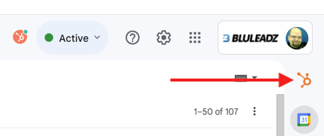 HubSpot sidebar sprocket location highlight