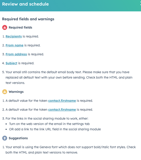 Review and Schedule Email warnings