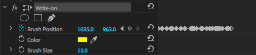 Keyframes auto-populating when editing Brush Position in Premiere's Write-on effect.