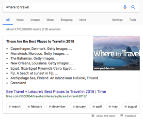 List Featured Snippet
