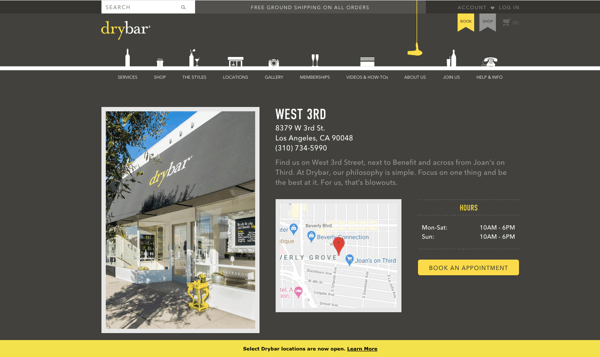 drybar website location page