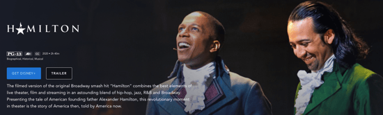 Brand awareness example: Hamilton on Disney 