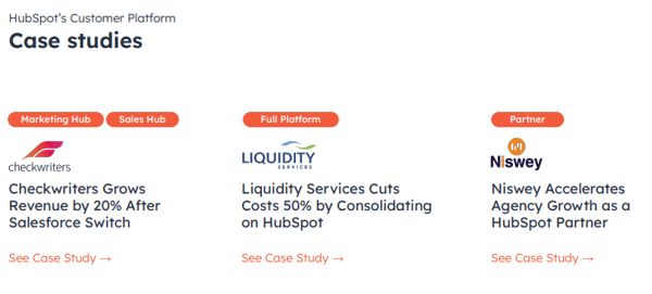 HubSpot 2023 ROI Report case studies screen cap