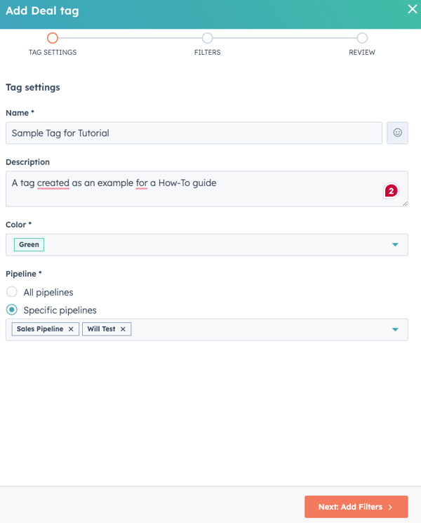 Tag Settings Screen Cap