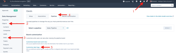 Where to Customize Deal Tags
