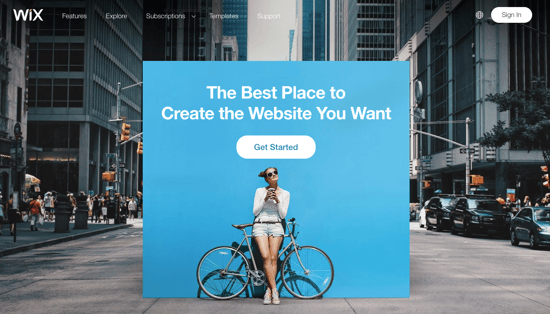 Wix homepage 2019