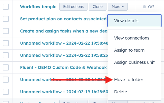Workflow move to folder button
