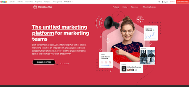 Zoho Marketing Homepage