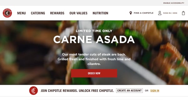 chipotle homepage