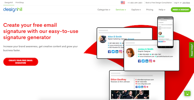 designhill homepage
