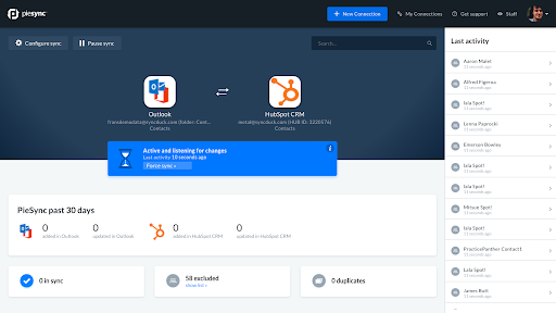 hubspot piesync connector health