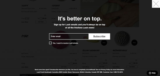 lush-exit-intent-pop-up