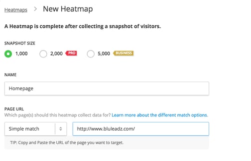 Choose your heatmap snapshot size