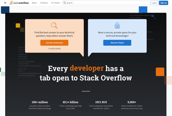 stack overflow homepage