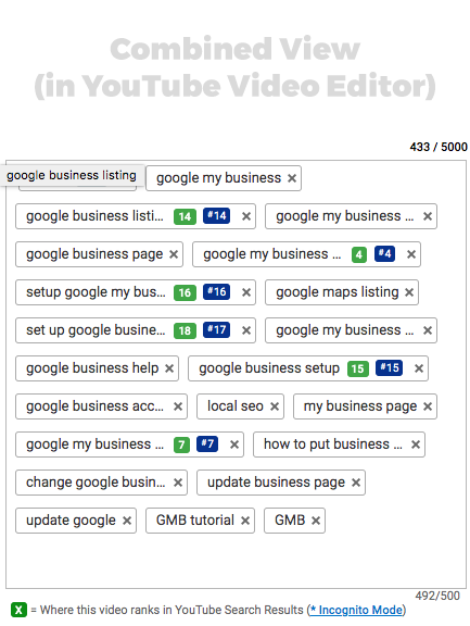 VidIQ and TubeBuddy keyword tools within the YouTube video editor.